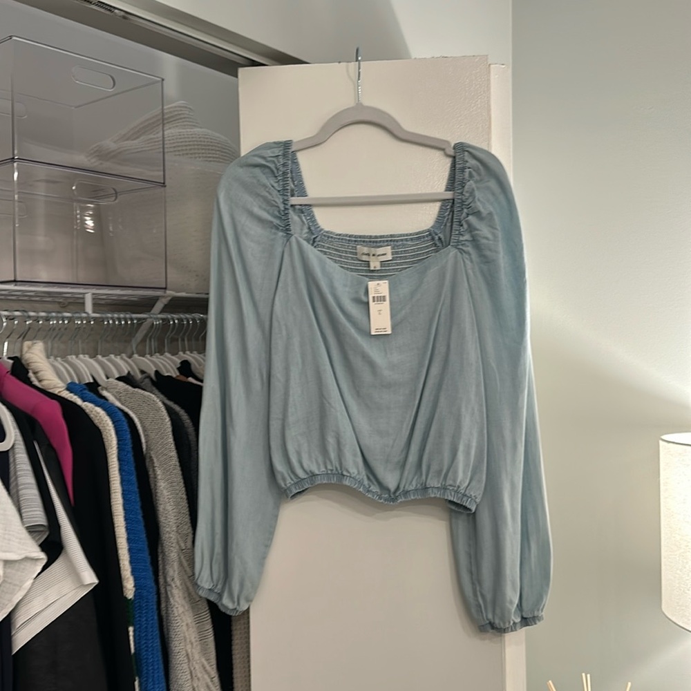 NWT Anthropologie Cloth & Stone Chambray Top - L